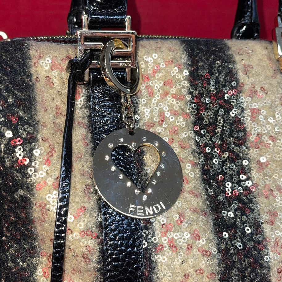 Fendi Zucchino Boston Bag Speedy Damen Handtasche Limited Edition mit Pailletten