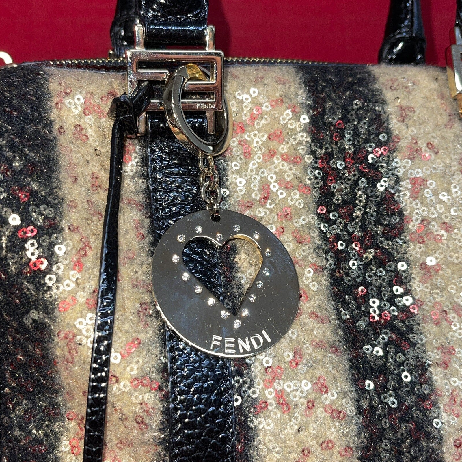 Fendi Zucchino Boston Bag Speedy Damen Handtasche Limited Edition mit Pailletten