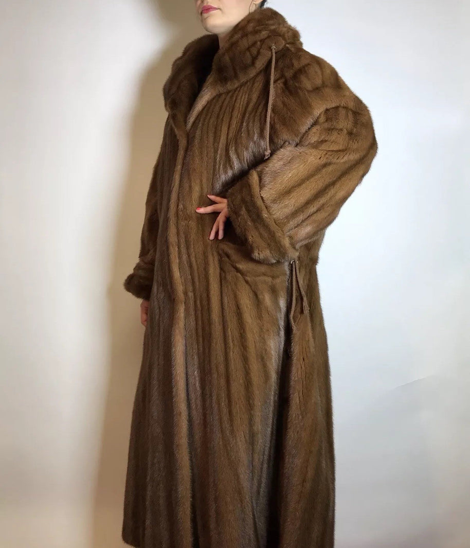 Wunderschöner langer Nerzmantel braun SAGA MINK by ROLF SCHULTE Gr. 42/44 Damen