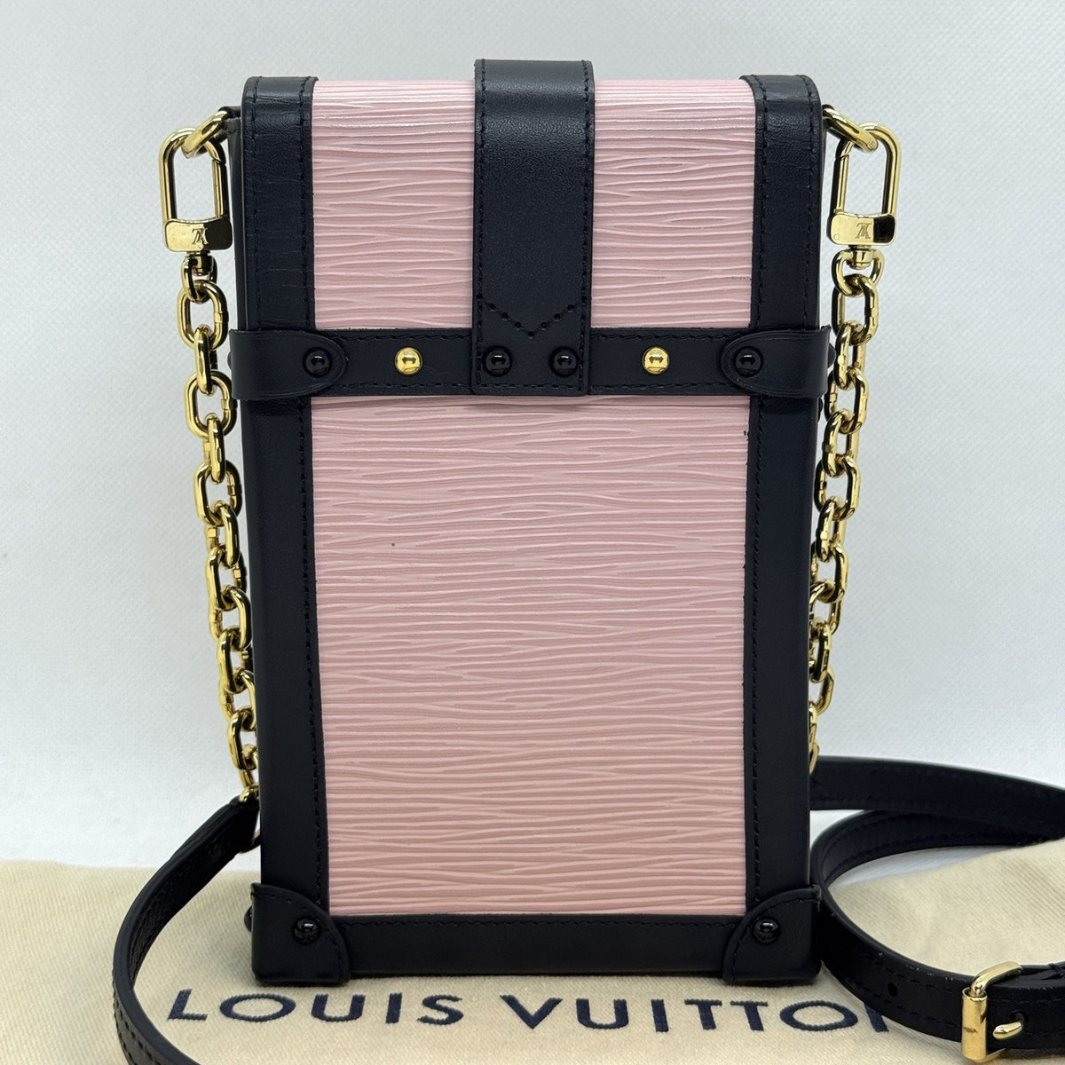Louis Vuitton Pochette Trunk Vertical Schwarz & Rose Ballerine Epi Umhängetasche