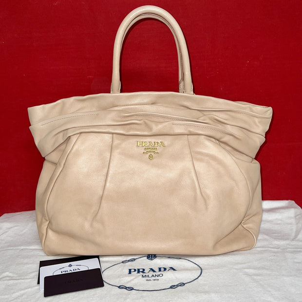 Prada Damen Handtasche Shopper Tote Bag BN1689 Nappa Nappa Frills Cipria Beige