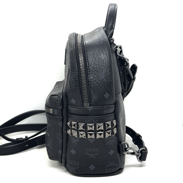 MCM Stark Rucksack Mini Backpack Bebe Boo Schwarz mit seitlichen Nieten