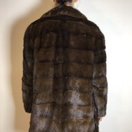 Lange Nerzjacke dunkelbraun Querschnitt, Exklusiv vom Kürschner Gr. 36/38 Damen