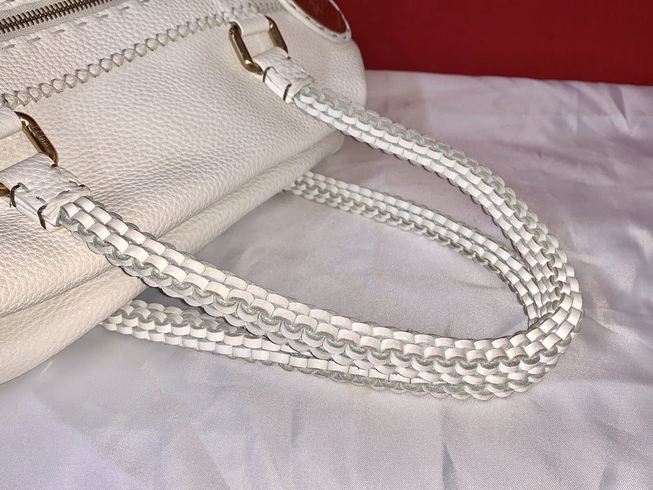 Fendi Selleria Peekaboo Lavorazione a mano Damen Handtasche Weiß Tote Bag