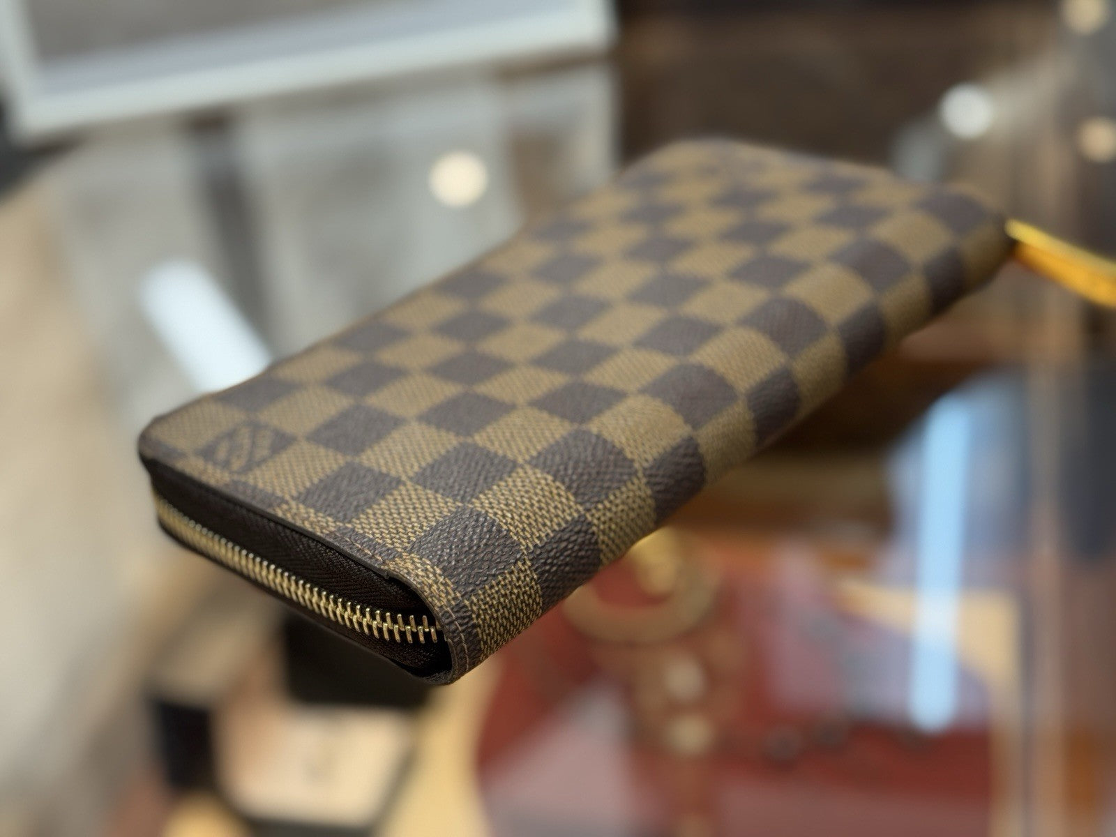 Louis Vuitton Zippy Geldbörse Portemonnaie Damier Ebene Canvas