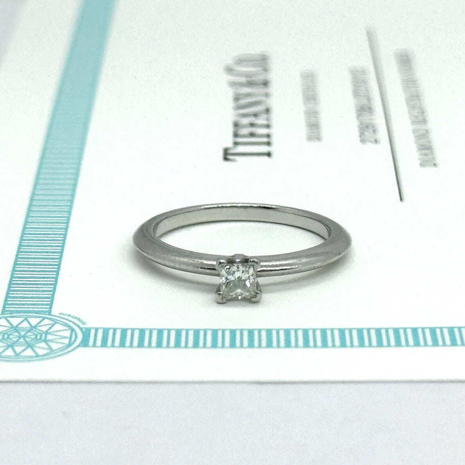 Tiffany & Co. Verlobungsring Platin Square Brillant 0.19 CT mit Orig. Zertifikat