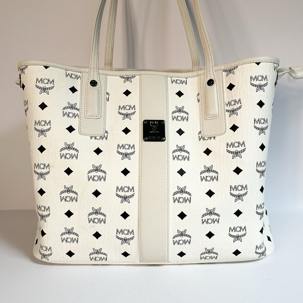 MCM REVERSIBLE LIZ SHOPPER IN VISETOS - SHOPPING BAG - WHITE
