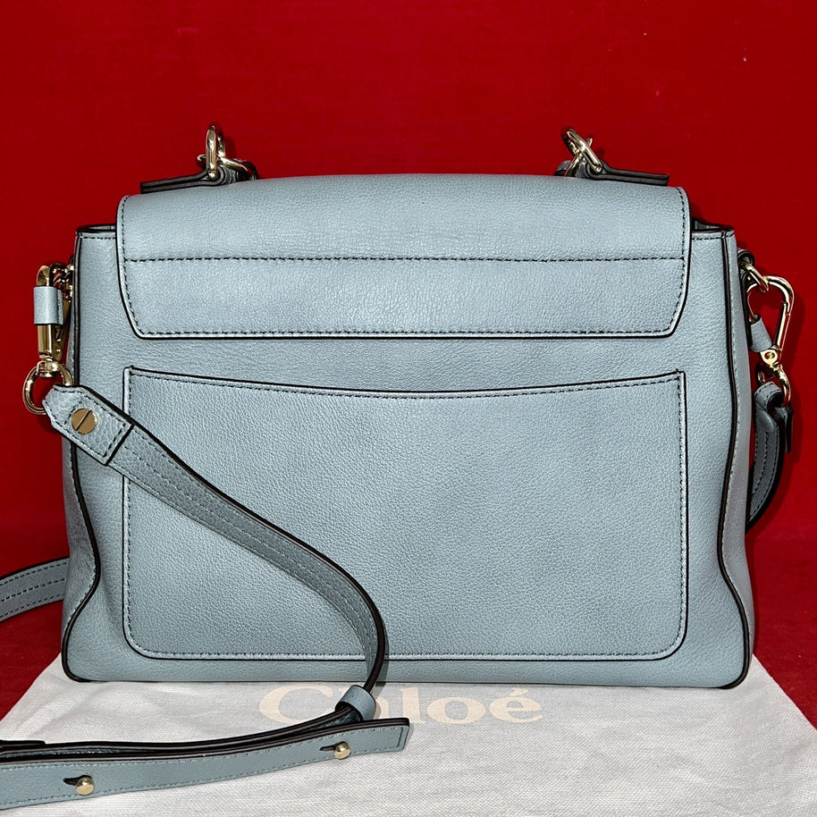 Chloé Faye Damen Umhängetasche Blau Leder Shoulder Bag Cloudy Blue