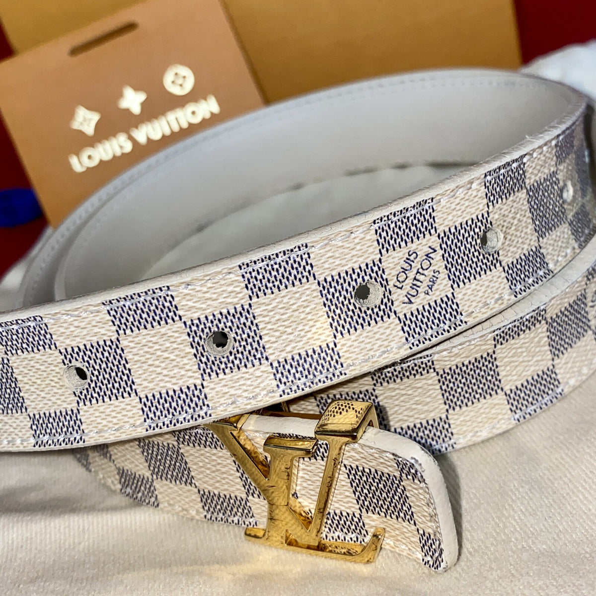 Louis Vuitton M9268 Damengürtel Damier Azur Gürtel Gr. 85 Gold 2019