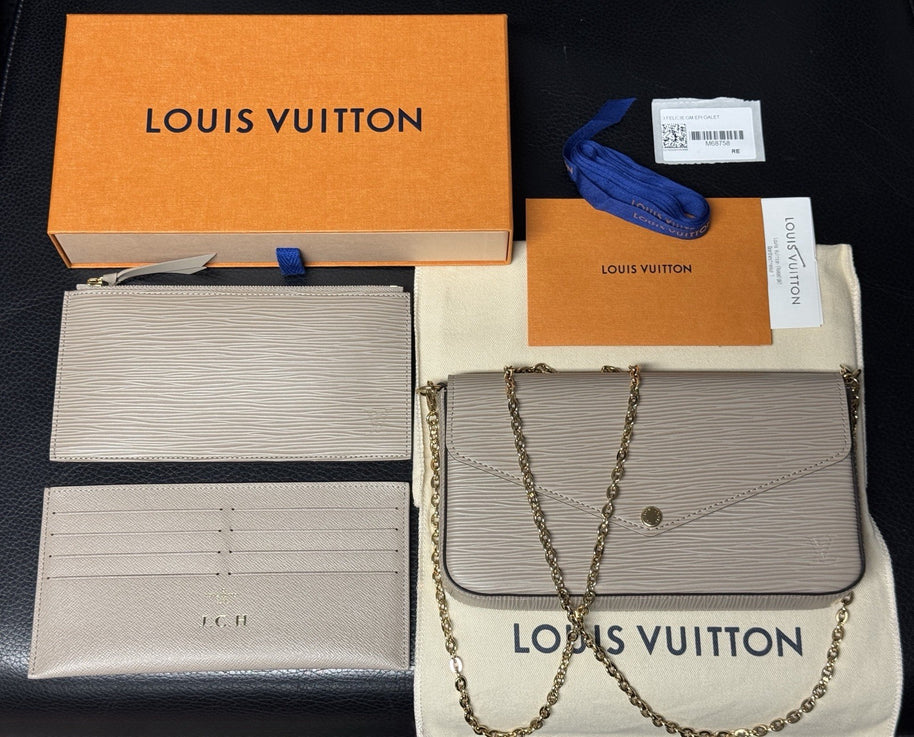 Louis Vuitton M68758 Pochette Felicie Epi Leder Beige Taupe Umhängetasche