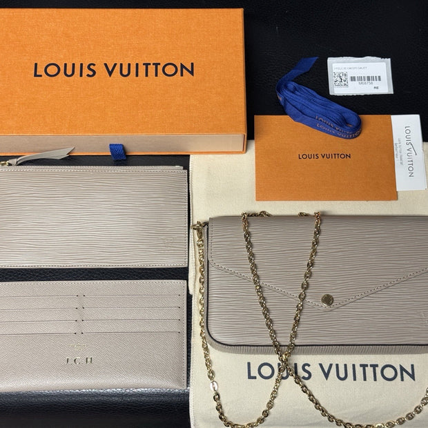 Louis Vuitton M68758 Pochette Felicie Epi Leder Beige Taupe Umhängetasche