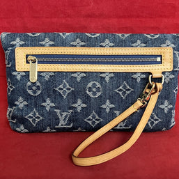 Louis Vuitton Pochette Accessoires Denim/Jeans Clutch Monogram 2006