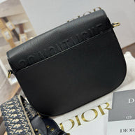 Große Dior Bobby Umhängetasche Genarbtes Kalbsleder Schwarz Dior Oblique Blau