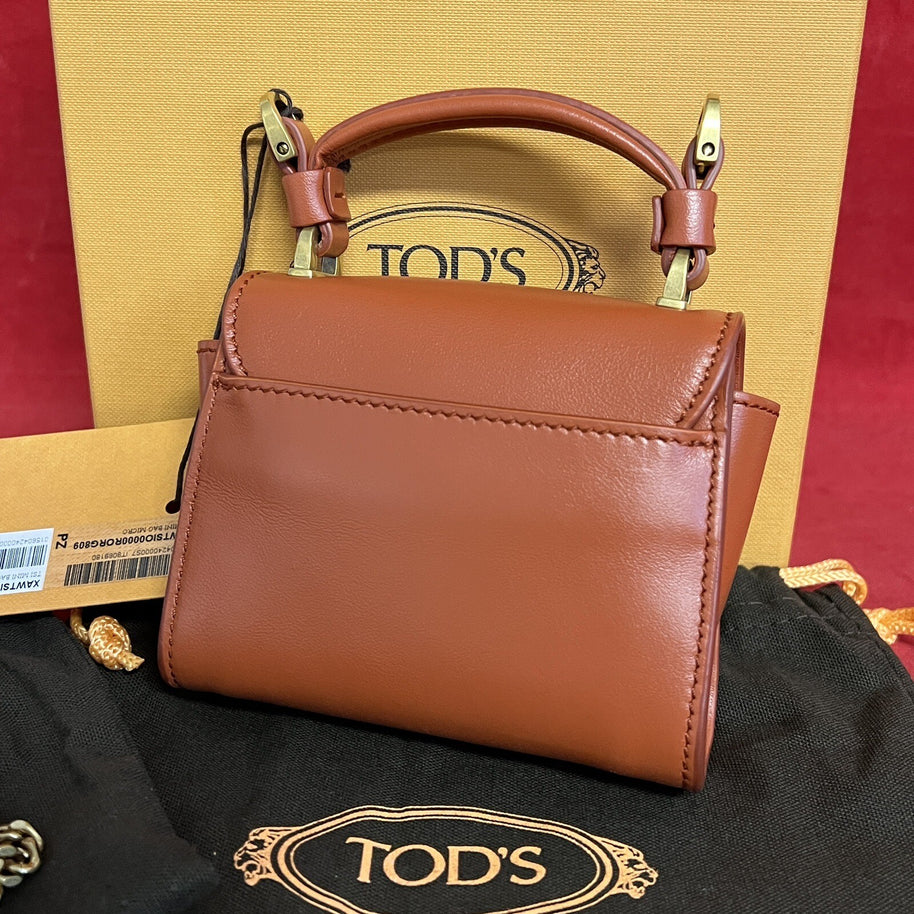 TOD’S TODS TSI MINI BAG MICRO ROR TERRACOTTA LEDER UMHÄNGETASCHE NEU