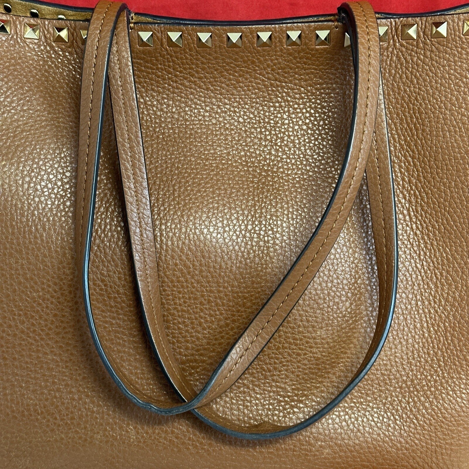 Valentino Garavani Rockstud Shopper Leder Braun Gold Nieten NP. 1.400€