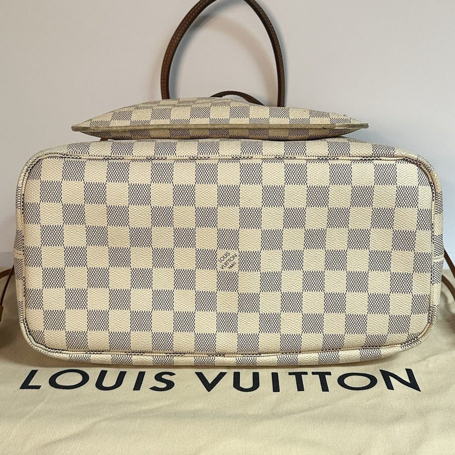 Louis Vuitton Neverfull MM + Pochette Damier Azur 2019 mit Original Rechnung