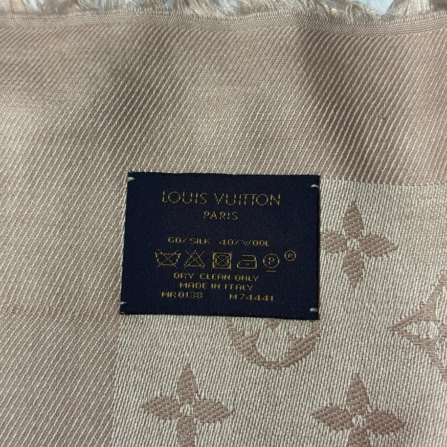 Louis Vuitton Monogram Seide Tuch/Schal 140cm Nude Rose Rosa M74441