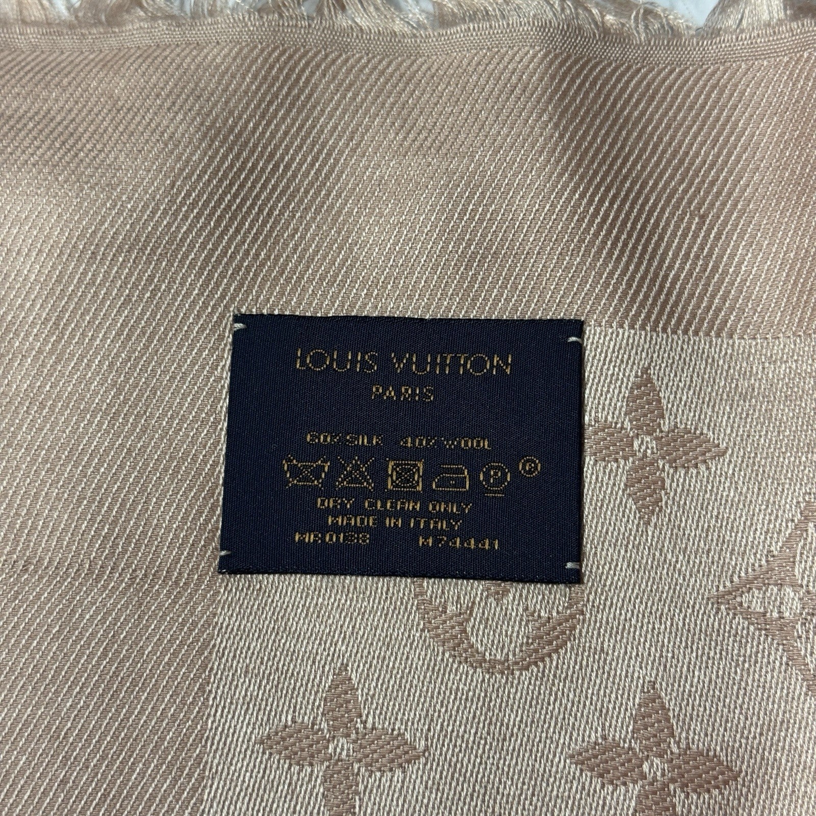 Louis Vuitton Monogram Seide Tuch/Schal 140cm Nude Rose Rosa M74441