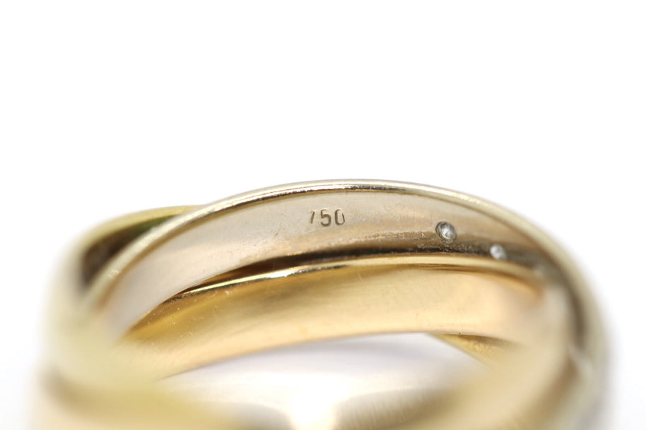 3-Band Goldring Tricolor mit Brillanten 750er/18K Gelb-/Weiß- & Rosegold Gr. 53