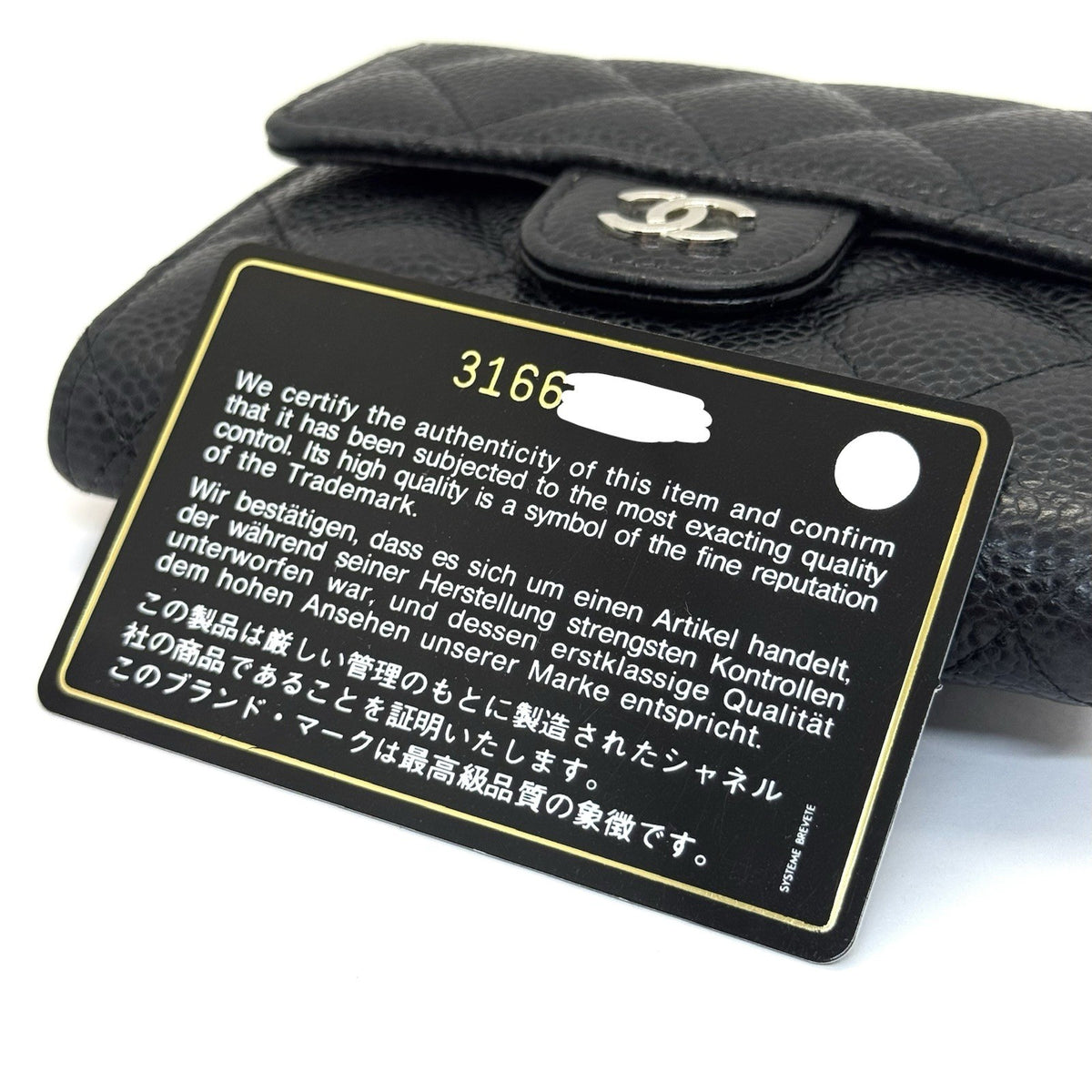 Chanel Trifold Flap Wallet Portemonnaie Caviar Leder Schwarz & Silber 2021