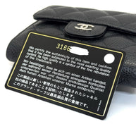 Chanel Trifold Flap Wallet Portemonnaie Caviar Leder Schwarz & Silber 2021
