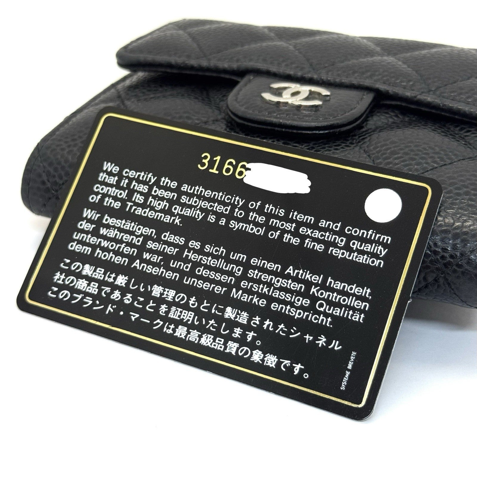 Chanel Trifold Flap Wallet Portemonnaie Caviar Leder Schwarz & Silber 2021