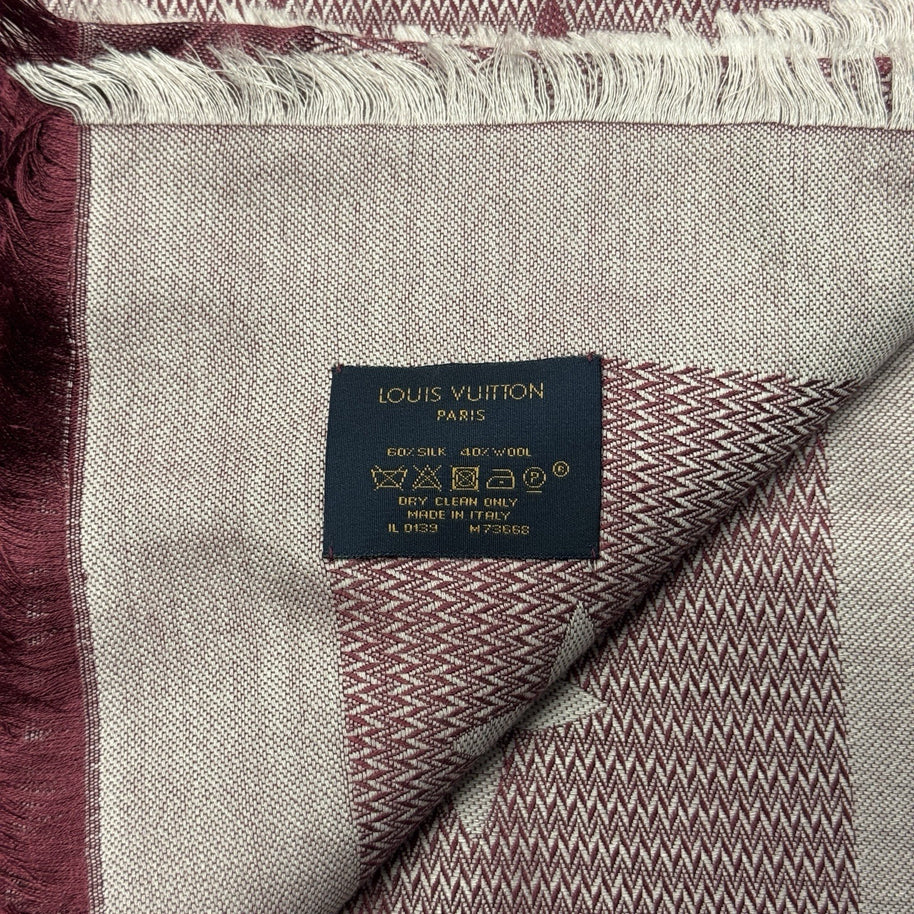 Louis Vuitton Monogram Seide Tuch/Schal 140cm Burgunder Rot Lila M73668