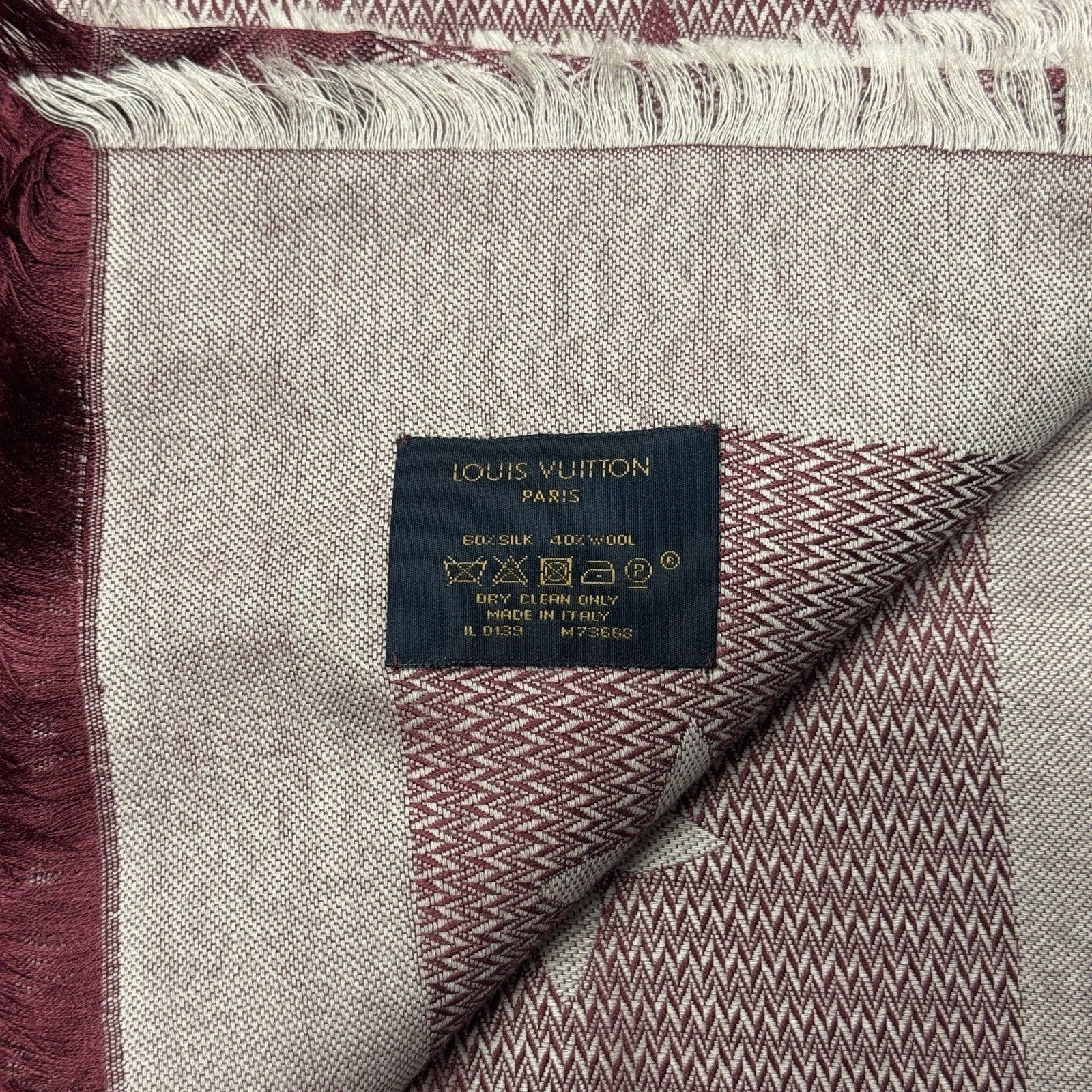 Louis Vuitton Monogram Seide Tuch/Schal 140cm Burgunder Rot Lila M73668