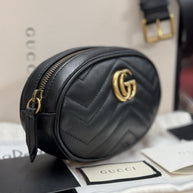 Gucci GG Marmont Gürteltasche Bumbag Leder Schwarz/Gold 476434