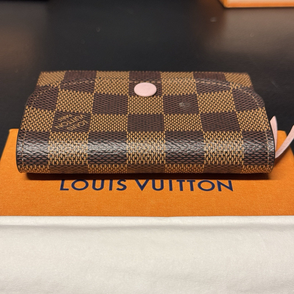 Louis Vuitton Rosalie Coin Geldbörse Portemonnaie Damier Ebene & Rose Ballerine