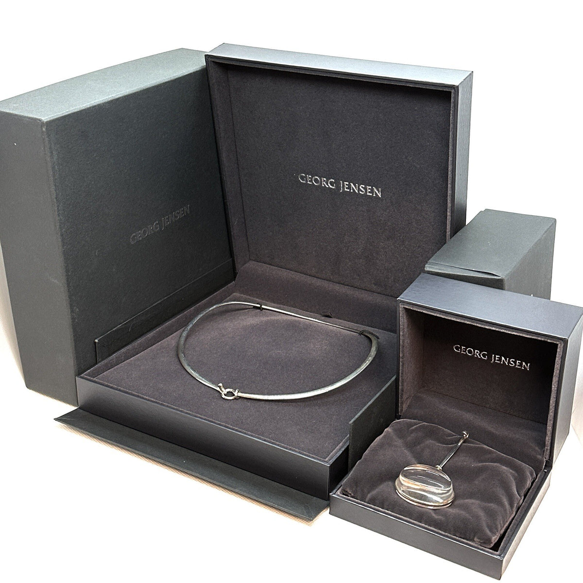 Georg Jensen TORUN 410 M-L + 311C Rock crystal, Mondstein Dew Drop Collier