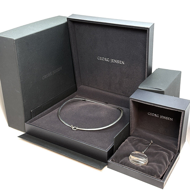 Georg Jensen TORUN 410 M-L + 311C Rock crystal, Mondstein Dew Drop Collier