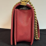Chanel Boy Medium Flap Bag Caviar Burgunderrot & antique Gold Umhängetasche 2018
