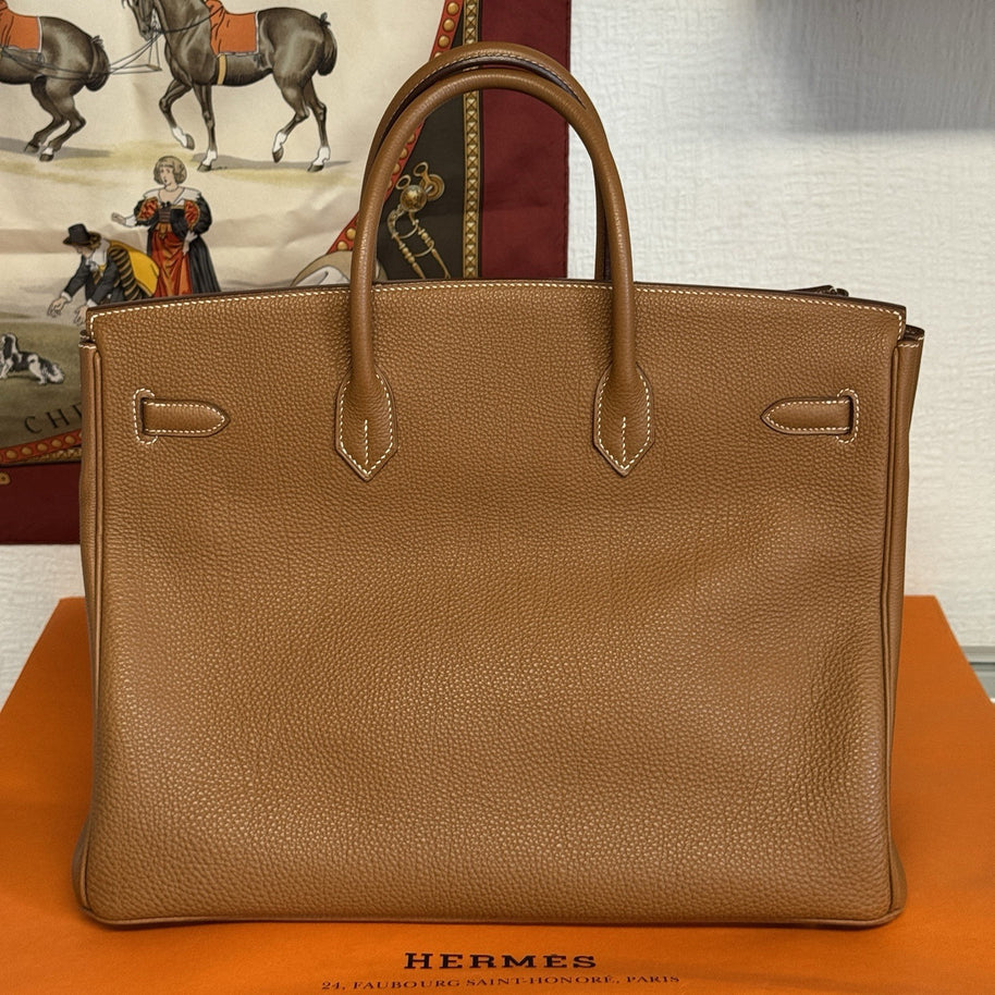 Hermes Birkin Bag 40 Veau Togo Leder Braun/Beige & Gold mit Orig. Rechnung!