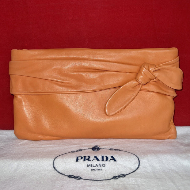 Prada Damen Clutch Abendtäschchen Pochette BP0316 Nappa Corallo Apricot