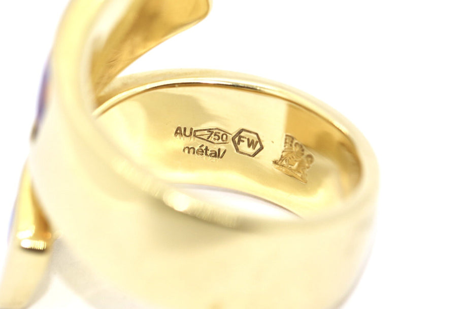Frey Wille Ring Hundertwasser „Spirals of Life“ 750er 18K Gelbgold & Emaille