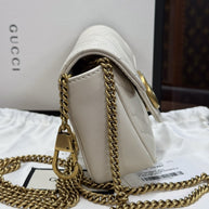 Gucci GG Marmont Mini-Schultertasche Leder Weiss/Gold 476433