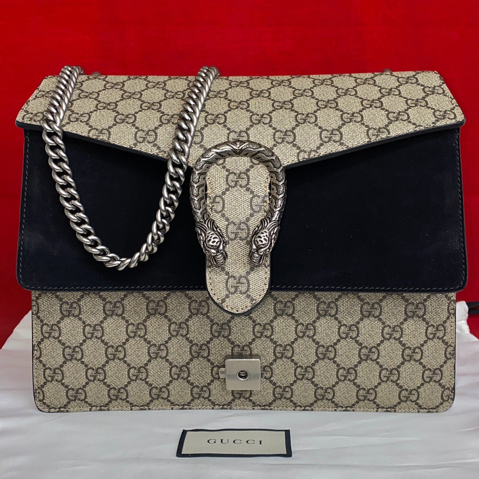 Gucci Mittelgroße Dionysus GG Monogram & Schwarz Schultertasche