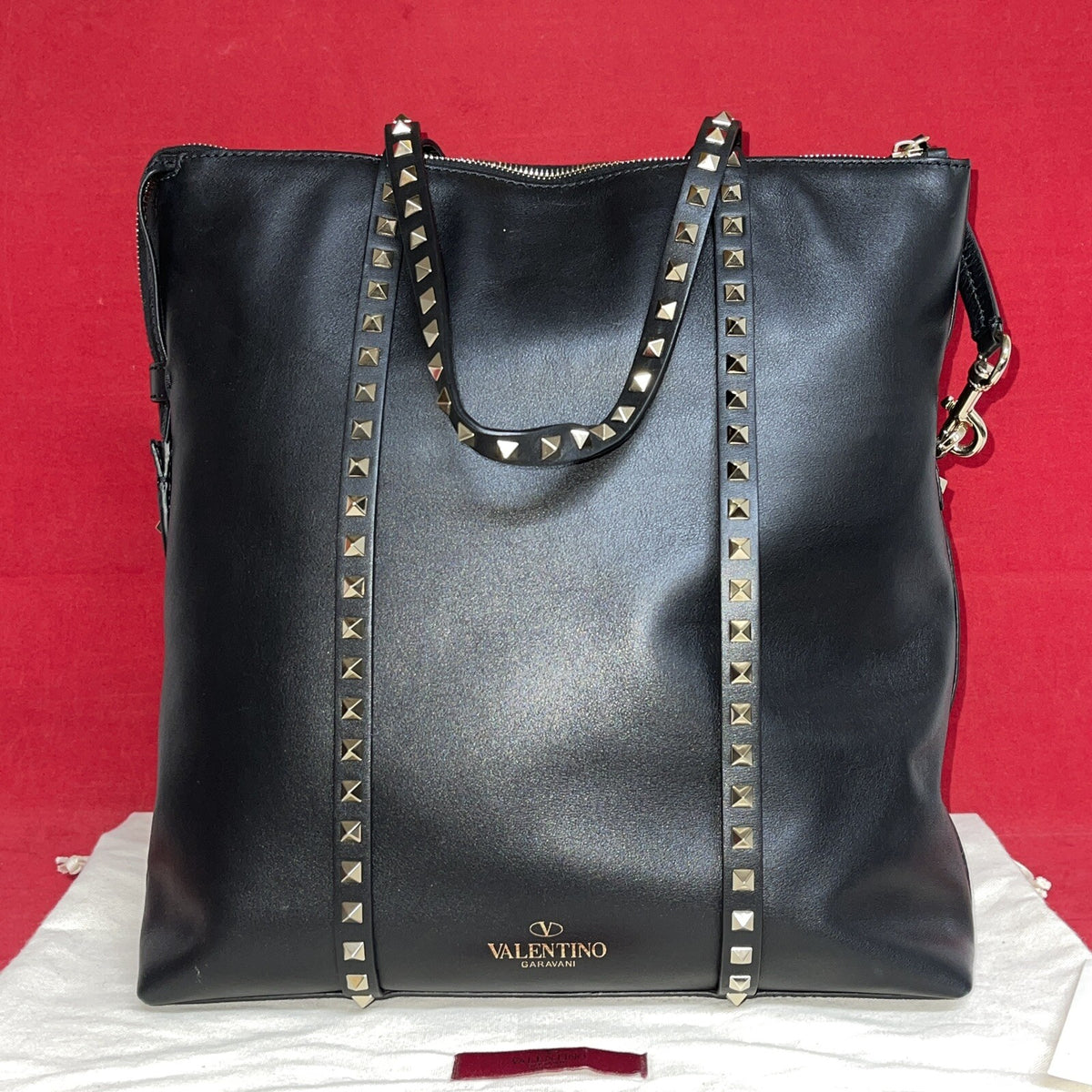Valentino Garavani Rockstud Double Handle Bag Schwarz Damen Handtasche Shopper