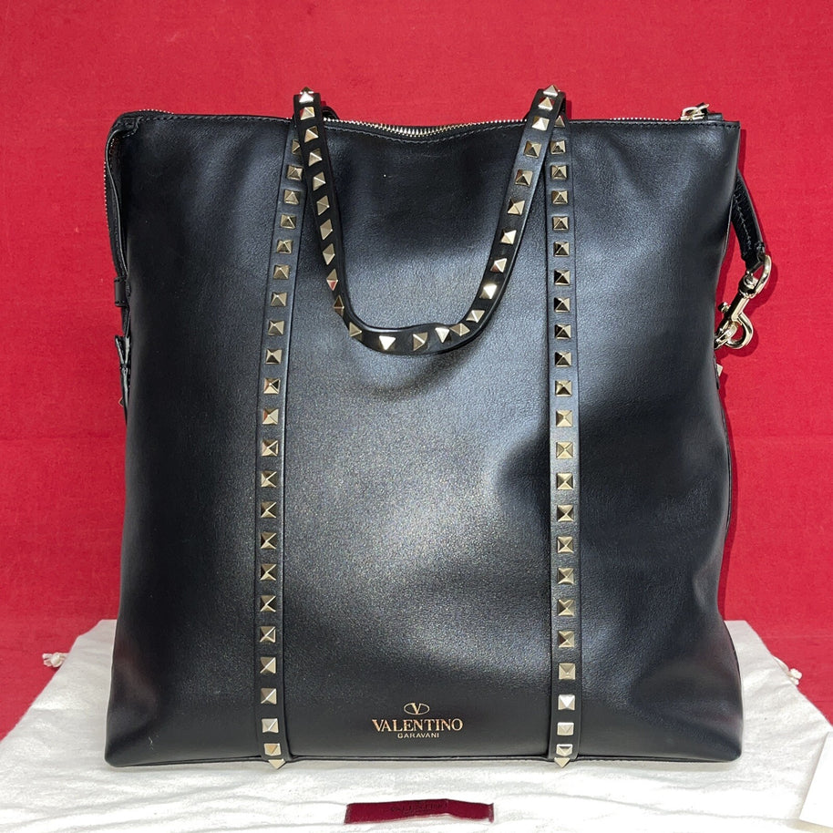 Valentino Garavani Rockstud Double Handle Bag Schwarz Damen Handtasche Shopper