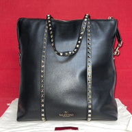 Valentino Garavani Rockstud Double Handle Bag Schwarz Damen Handtasche Shopper