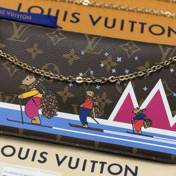 Louis Vuitton M63857 Pochette Weekend X-mas Limited Edition Ski Bär Bear Print