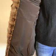Lange Nerzjacke naturbraun Querschnitt, Exklusiv vom Kürschner Gr. 34/36 Damen