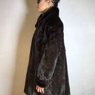 Schöne lange Nerzjacke, 3/4 Nerzmantel dunkelbraun vom Kürschner Gr. 38/40 Damen