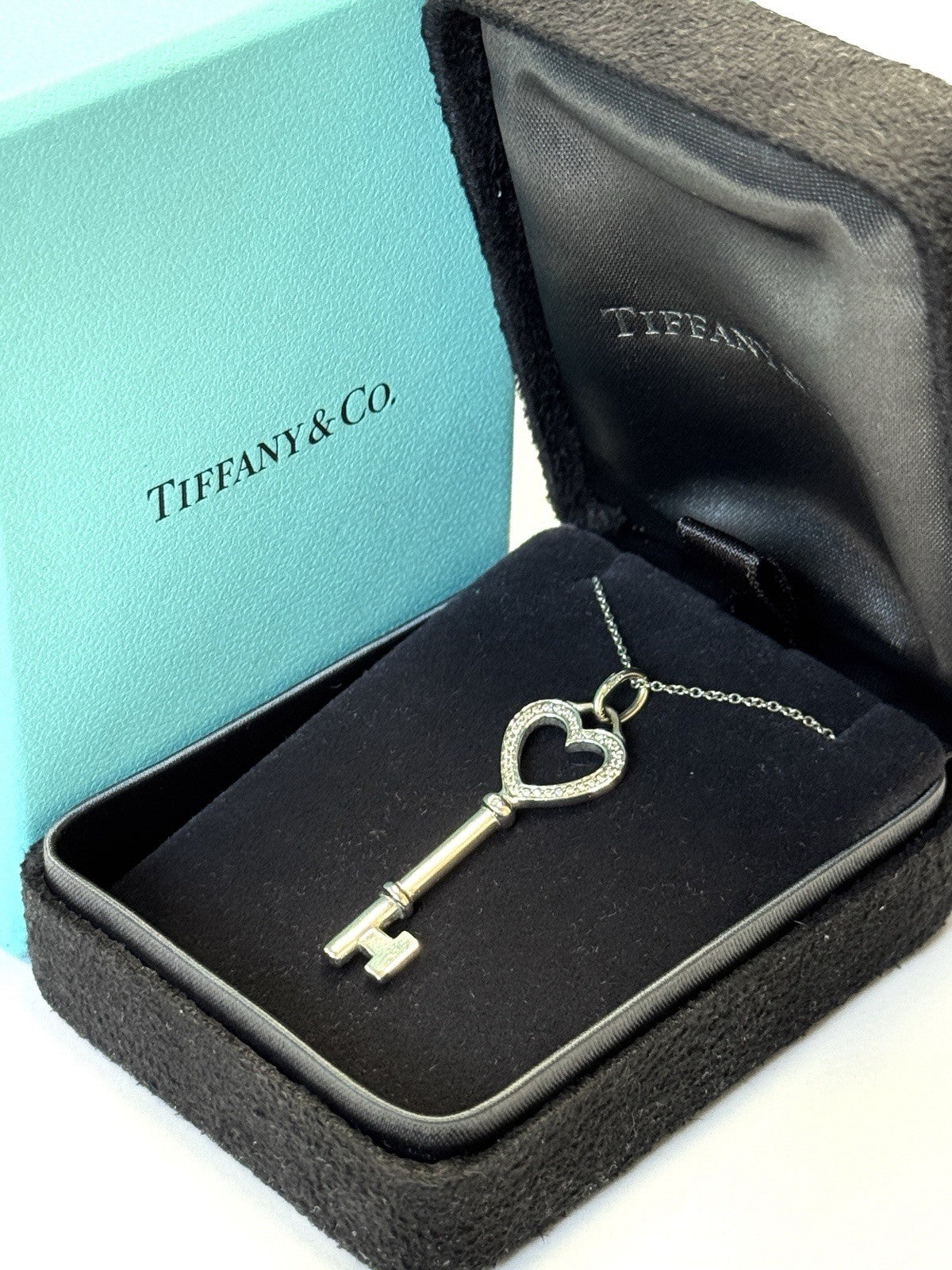 Tiffany & Co. Keys Herz Schlüssel großer Anhänger Weißgold + Orig. Kette