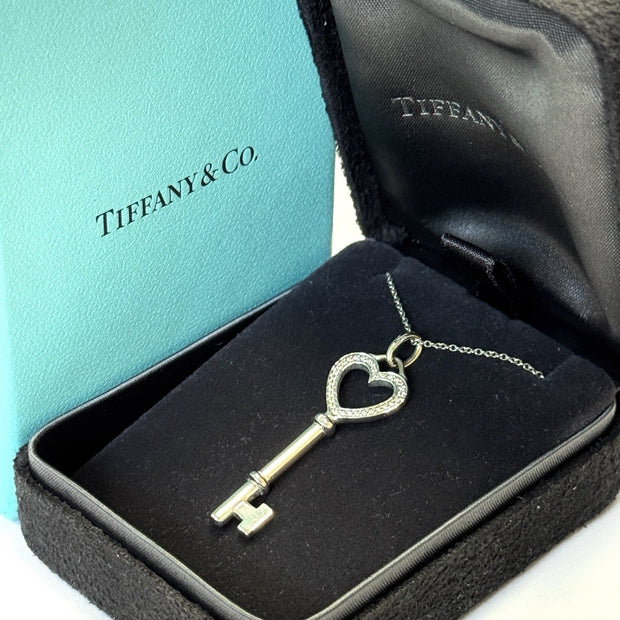 Tiffany & Co. Keys Herz Schlüssel großer Anhänger Weißgold + Orig. Kette