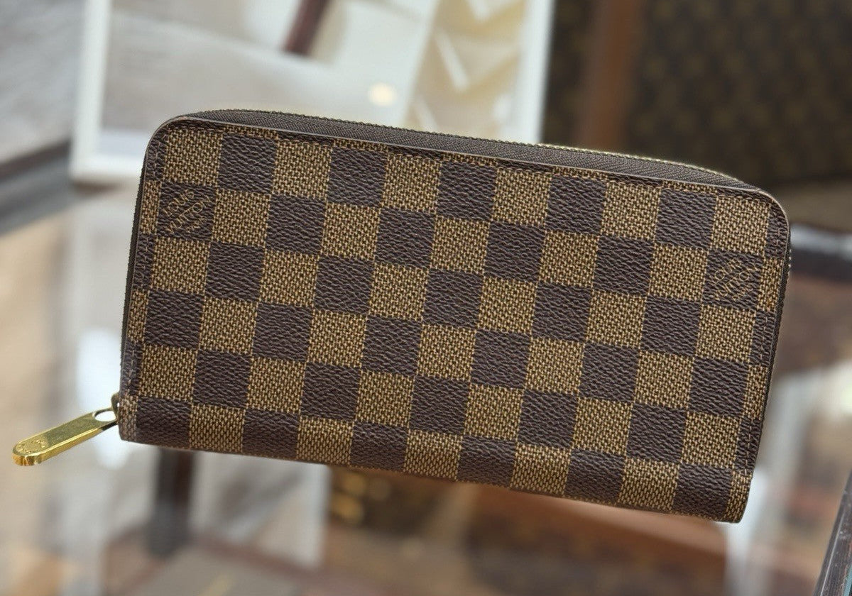 Louis Vuitton Zippy Geldbörse Portemonnaie Damier Ebene Canvas