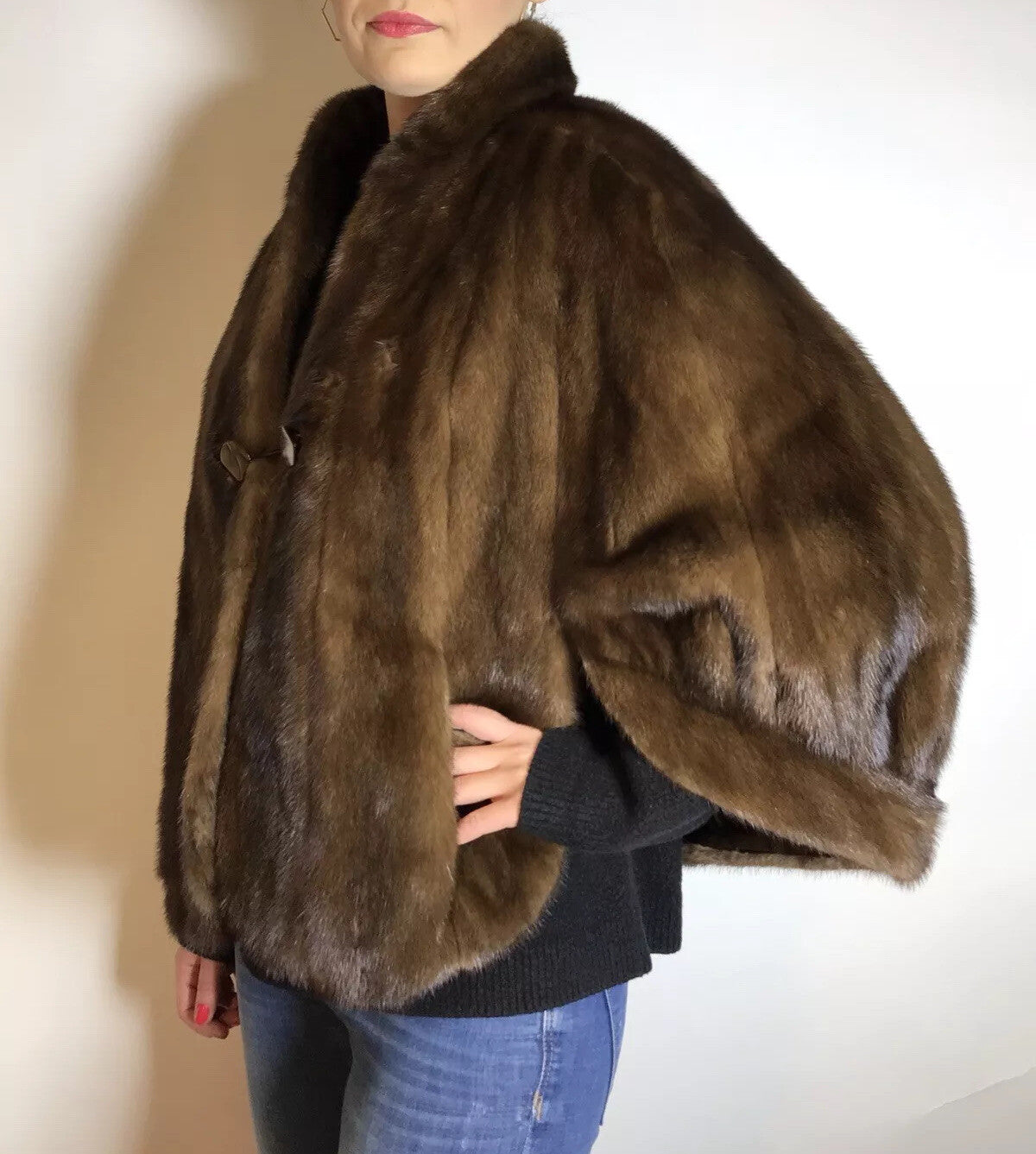 Elegantes Nerzcape, Cape naturbraun Exklusiv vom Kürschner onesize / S-L Damen