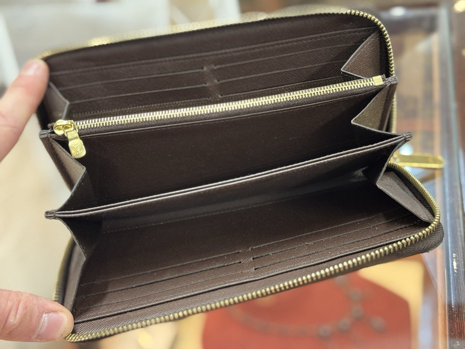 Louis Vuitton Zippy Geldbörse Portemonnaie Damier Ebene Canvas