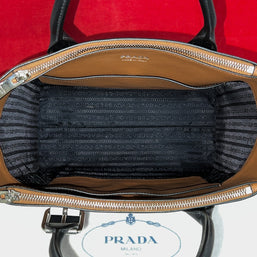 Prada 1BA175 Borsa Lux Two 2 Way Damen Umhängetasche Braun/Schwarz NP. 1.900€!